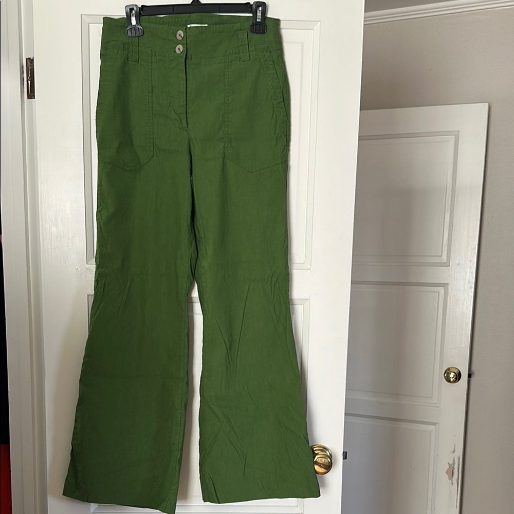 Maeve Green Wide-Leg Pants